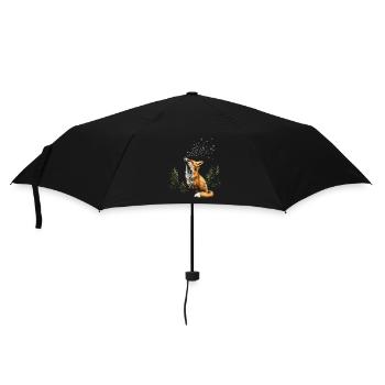 Lustiges Fuchs Fox Kunst Tier Natur Wildtier Tiere - Regenschirm (klein) - Schwarz - Vorne