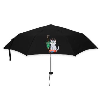 Cat and Christmas Tree Anti Christmas - Umbrella (small) - black - Front