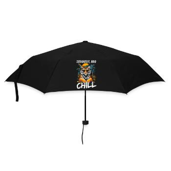 Seriously Bro Chill Tiger Meme Design - Regenschirm (klein) - Schwarz - Vorne