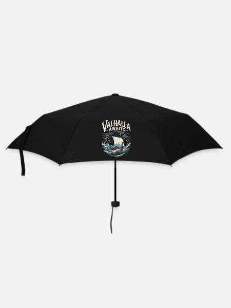 Wikingerschiff Valhalla Awaits für eine Wikinger - Regenschirm (klein) - Schwarz