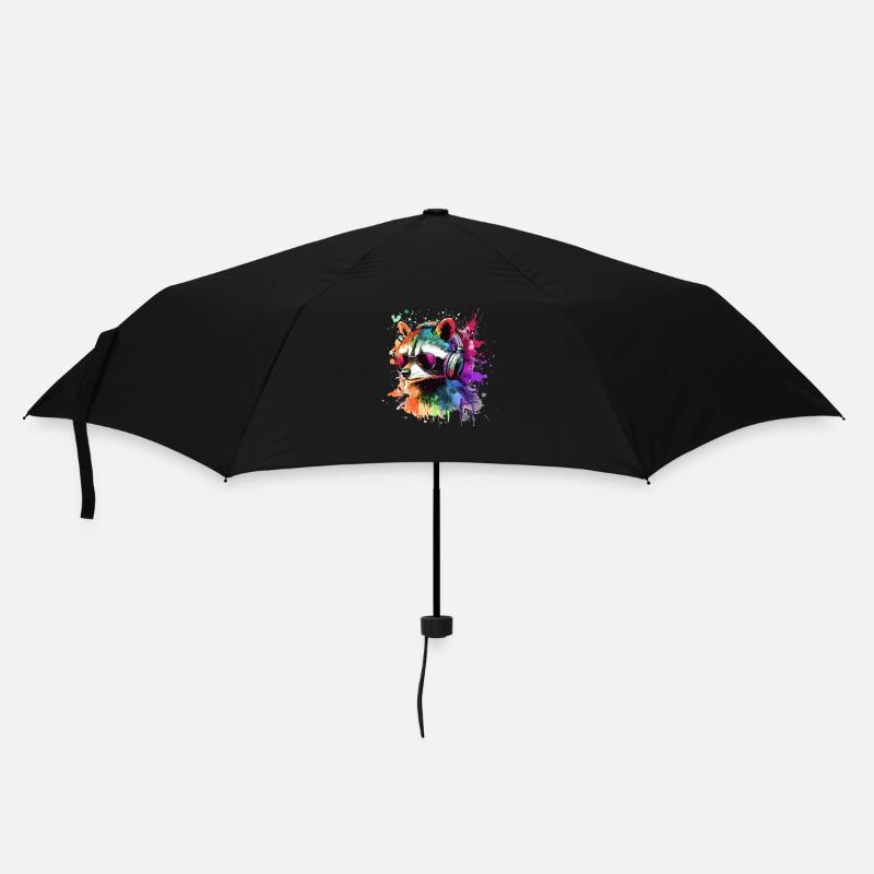 Bunter Zocker Waschbär mit Headset - Regenschirm (klein) - Schwarz
