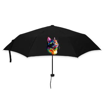 Katze Bunt Regenbogen Farben Popart Cat Mom Katzen - Regenschirm (klein) - Schwarz - Vorne