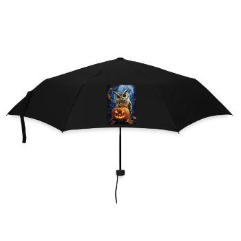 Halloween Geschenk Frauen Eule Männer Kinder Deko - Regenschirm (klein) - Schwarz - Vorne