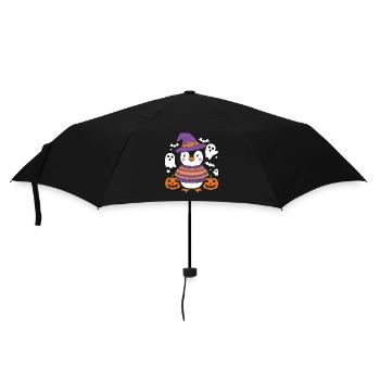 Penguin Halloween with pumpkins and ghosts - Umbrella (small) - black - Front