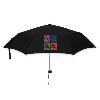 Colored Mountain Bike Rider Art - Umbrella (small) - black - Front