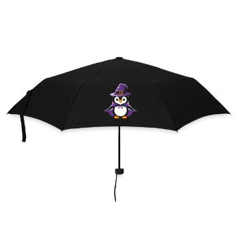 Pingouin Halloween Chapeau de sorcière et cape - Parapluie standard - noir - Devant