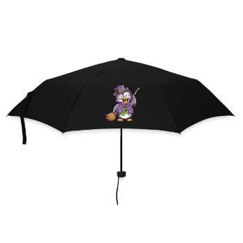 Halloween Penguin Zombie with Broom and Hat - Umbrella (small) - black - Front