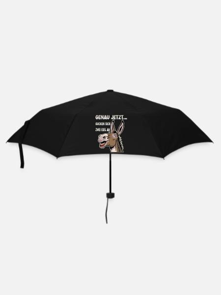 Genau Jetzt Gucken Sich Zwei Esel An - Regenschirm (klein) - Schwarz