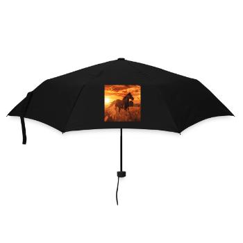 Pferd - Regenschirm (klein) - Schwarz - Vorne