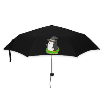 Pinguin Halloween Hexe - Regenschirm (klein) - Schwarz - Vorne