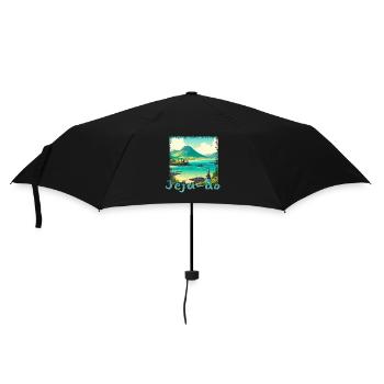 Jeju Insel Korea Sommer Urlaub Strand Grunge - Regenschirm (klein) - Schwarz - Vorne