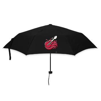 Musik und Essen vereint: Löffel-Gitarre - Regenschirm (klein) - Schwarz - Vorne