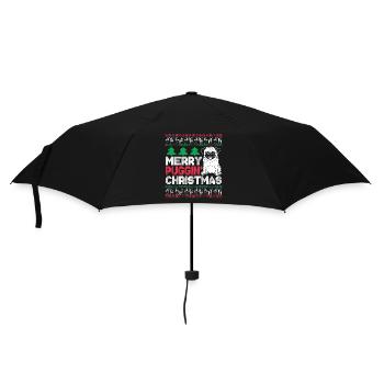 Funny Merry Puggin Christmas - Umbrella (small) - black - Front