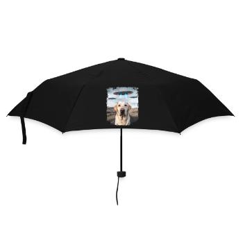 Labrador Retriever Dog Selfie with Alien UFOs. - Umbrella (small) - black - Front