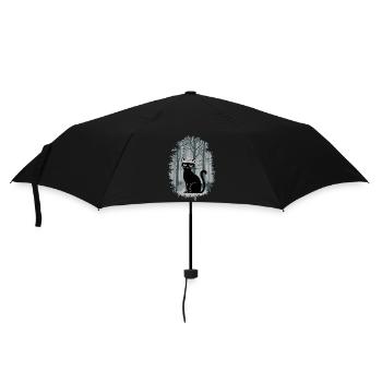 Cottagecore Chat dans les bois avec chapeau - Parapluie standard - noir - Devant
