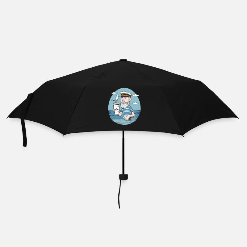 Vintage Seemann genießt Kaffee Nautisch - Regenschirm (klein) - Schwarz