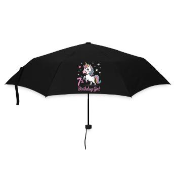 Licorne drôle 7e anniversaire fille - Parapluie standard - noir - Devant
