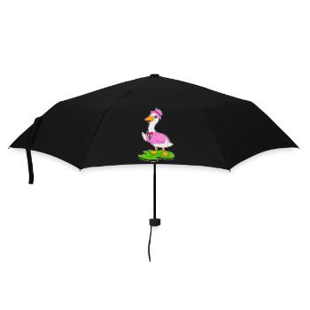 Ente Bräutigam Zylinder Hochzeit - Regenschirm (klein) - Schwarz - Vorne