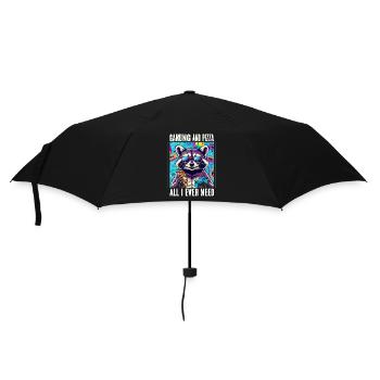 Drôle Raton laveur Gaming Pizza Gamer Gamer Gaming - Parapluie standard - noir - Devant