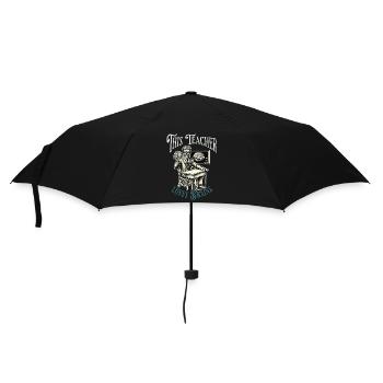 Lustiger Zombie Lehrer Spruch Retro Vintage Design - Regenschirm (klein) - Schwarz - Vorne