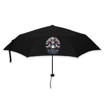 Motorrad Weihnachtsmann Biker Weihnachten - Regenschirm (klein) - Schwarz - Vorne