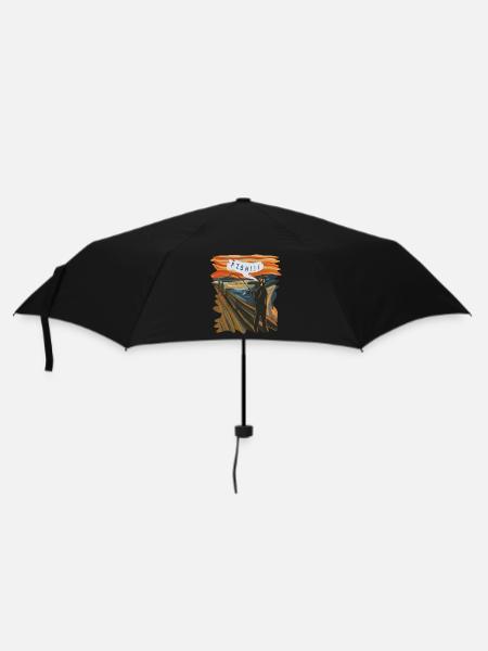 Graphique en éventail d’un pêcheur au coucher du soleil - Parapluie standard - noir