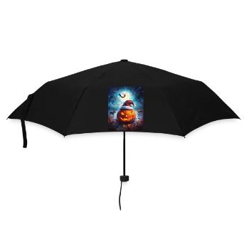 Halloween Geschenk Kürbis mit Weihnachtsmütze Deko - Regenschirm (klein) - Schwarz - Vorne