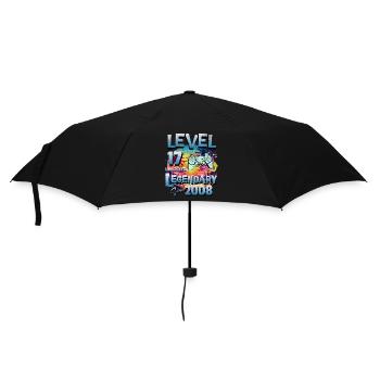 Level 17 Unlocked since 2008 Birthday - Umbrella (small) - black - Front