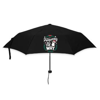 Penguin Christmas Penguining All The Way - Umbrella (small) - black - Front