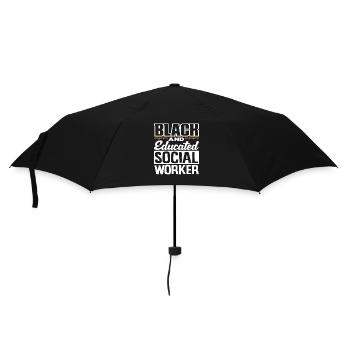 Schwarz Und Gebildet Sozialarbeiter - Regenschirm (klein) - Schwarz - Vorne
