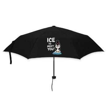 Pinguin Lustiges Treffen Begrüßung Wortspiel - Regenschirm (klein) - Schwarz - Vorne
