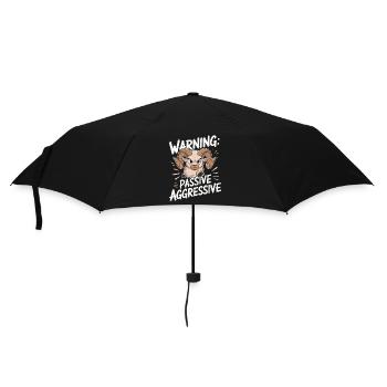 Achtung: Passiv Aggressiv Lustiges Widder Motiv - Regenschirm (klein) - Schwarz - Vorne