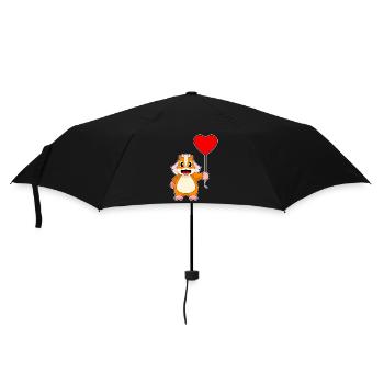 Hamster Braut Luftballon Hochzeit - Regenschirm (klein) - Schwarz - Vorne