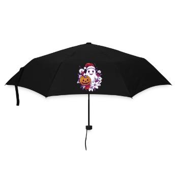 Cadeau d’Halloween fantôme avec décoration de chapeau de Noël - Parapluie standard - noir - Devant