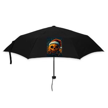 Cadeau d’Halloween citrouille avec décoration de chapeau de Père Noël - Parapluie standard - noir - Devant