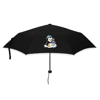 Cuddly penguin with hot chocolate - Umbrella (small) - black - Front