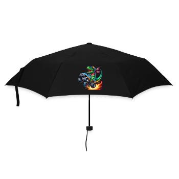 Dinosaure aventureux sur un camion monstre - Parapluie standard - noir - Devant