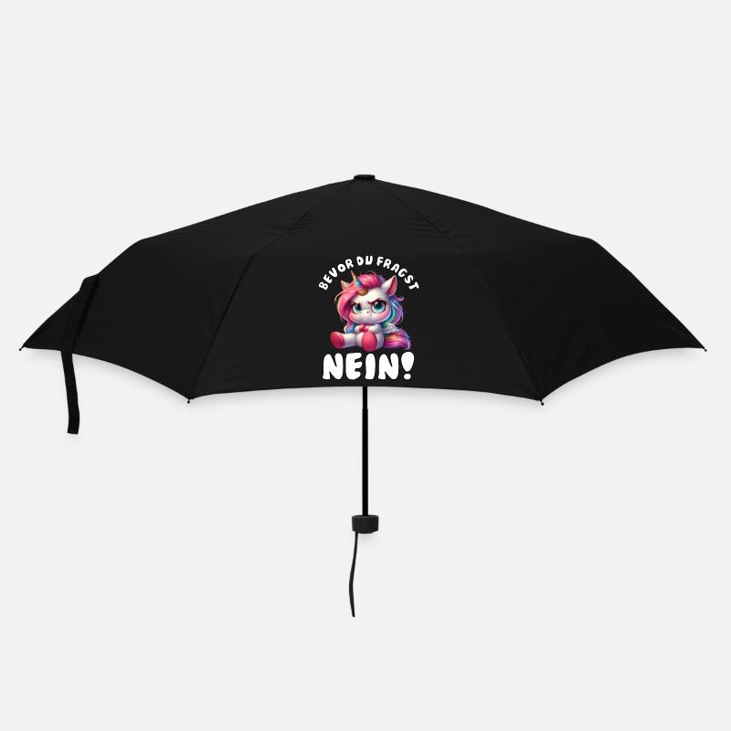 Lustiges Einhorn mit Spruch - Regenschirm (klein) - Schwarz