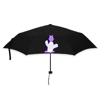 Cactus Owl Sitting Cacti Night Bird Cute Cute - Umbrella (small) - black - Front