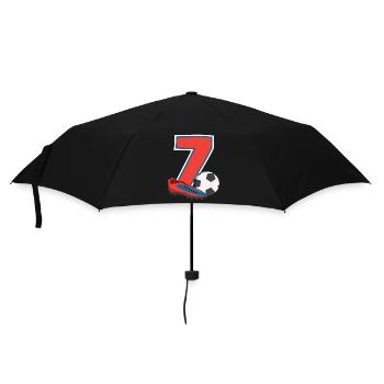 Fußball Geburtstag 7-Jährige Kindergeburtstag - Regenschirm (klein) - Schwarz - Vorne