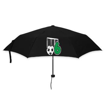 Fußball Geburtstag 6-Jährige Kindergeburtstag - Regenschirm (klein) - Schwarz - Vorne
