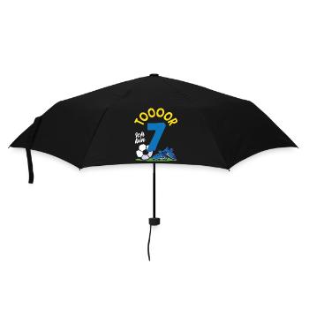 Tor Fußball Ich bin 7 Kindergeburtstag - Regenschirm (klein) - Schwarz - Vorne