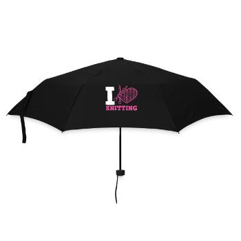 I Love Knitting Heart Pattern Joy - Umbrella (small) - black - Front