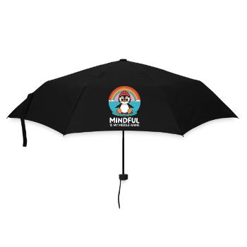 Achtsamkeit Ist Mein Zweiter Vorname Pinguin - Regenschirm (klein) - Schwarz - Vorne