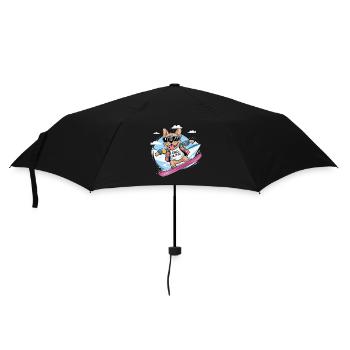 Französische Bulldogge Snowboard Skifahren - Regenschirm (klein) - Schwarz - Vorne