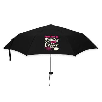 Gestrickt Von Kaffee Angetrieben - Regenschirm (klein) - Schwarz - Vorne