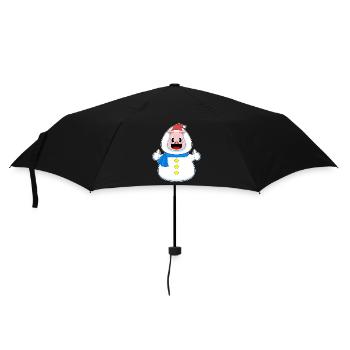 Schwein Weihnachten Schneemann - Regenschirm (klein) - Schwarz - Vorne