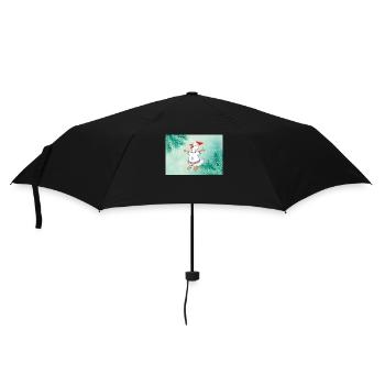 Weihnachtsente im festlichen Pullover Christmas - Regenschirm (klein) - Schwarz - Vorne