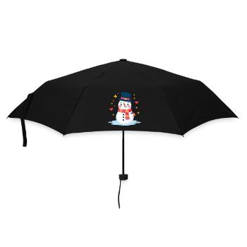 Cute Snowman with Top Hat Festive Christmas Cheer - Umbrella (small) - black - Front