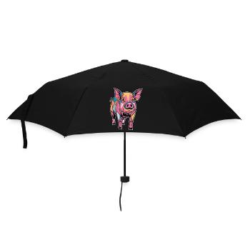 Colorful Geometric Farm Pig Graphic - Umbrella (small) - black - Front